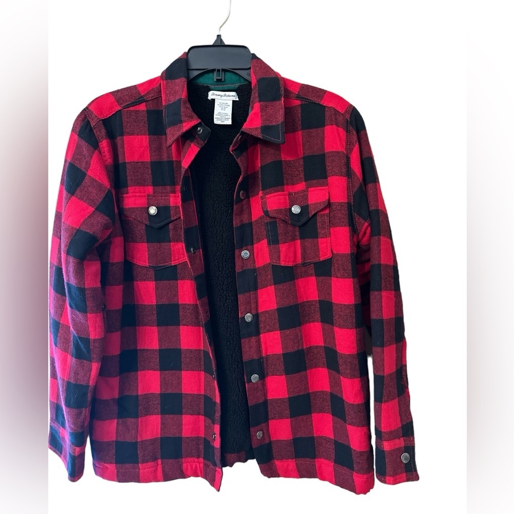 Tommy Bahama Red/Black Buffalo Flannel Jacket Boys XXL‎ (16) - EUC!